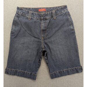 VINTAGE Zena Jeans Shorts Womens 14 Blue Denim Bermuda Cutoff Raw Hem 2000s